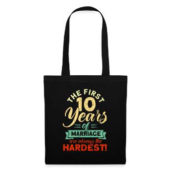 10th Wedding Anniversary Couple Design 10 Years of Marriage - Tote Bag - black - Front