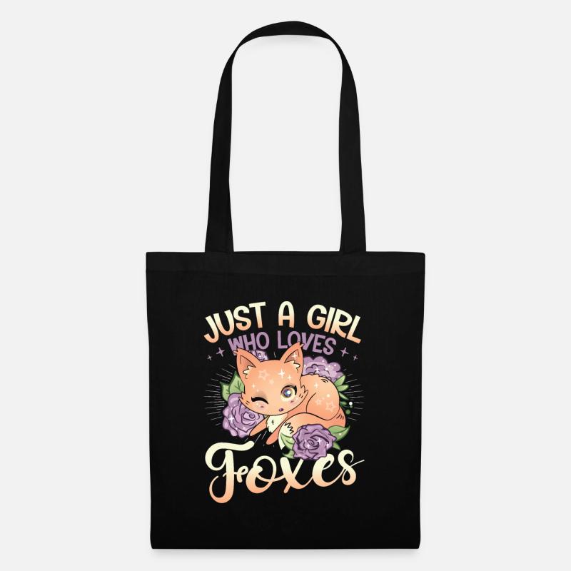 Nur ein Mädchen, das Füchse liebt - Fox Girls - Stoffbeutel - Schwarz