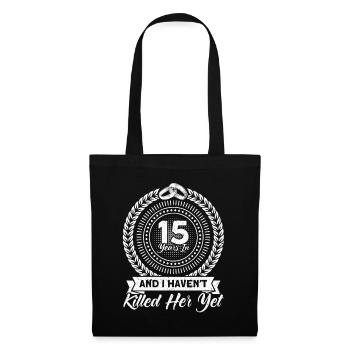 15. Hochzeitstag Paardesign 15 Jahre Ehe - Stoffbeutel - Schwarz - Vorne