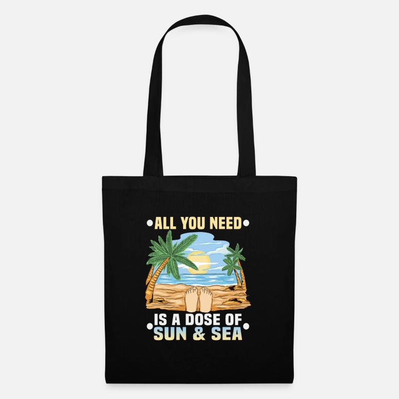 Strandurlaub am Meer Design Strandmotiv - Stoffbeutel - Schwarz