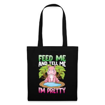 Feed Me And Tell Me I'm Pretty für eine Nilpferd - Stoffbeutel - Schwarz - Vorne