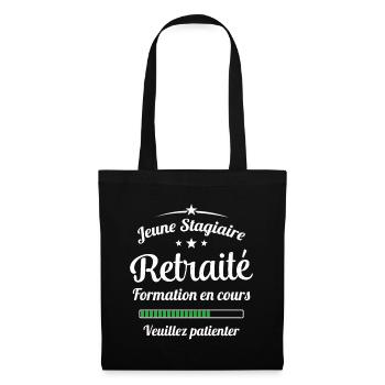 Jeune Stagiaire Retraité Citation Humour - Sac en tissu - noir - Devant