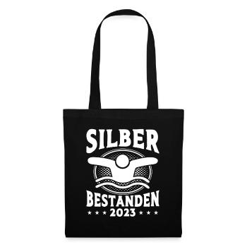 Silber Schwimmer Prüfung Silber Schwimmabzeichen - Stoffbeutel - Schwarz - Vorne