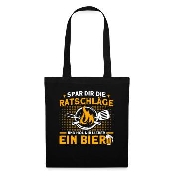 Hol Mir Lieber Ein Bier BBQ Grillmeister Spruch - Stoffbeutel - Schwarz - Vorne