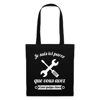 Humour Mécanicien Mécano Mécanique Auto Garagiste - Sac en tissu - noir - Devant