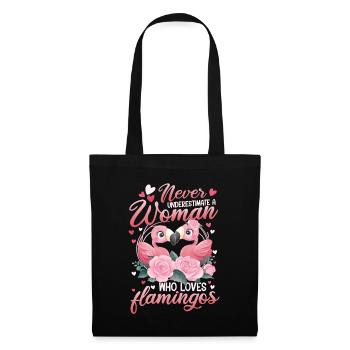 Ne sous-estimez jamais une femme qui aime les flamants roses - Sac en tissu - noir - Devant