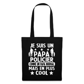 Un Papa Policier Comme Un Papa Normal Plus Cool - Sac en tissu - noir - Devant