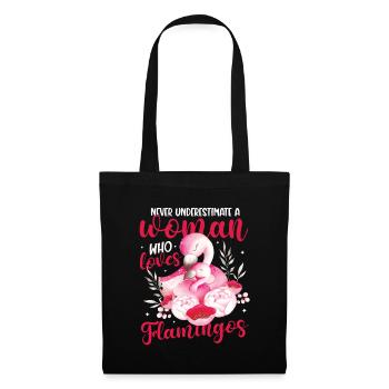 Ne sous-estimez jamais une femme qui aime les flamants roses - Sac en tissu - noir - Devant