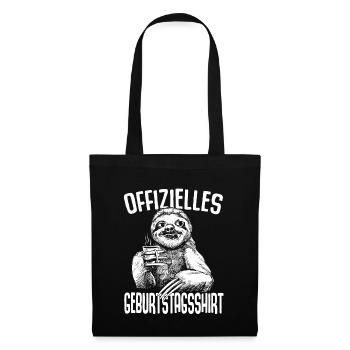Offizielles Geburtstagsshirt Faultier Faulenzen - Stoffbeutel - Schwarz - Vorne