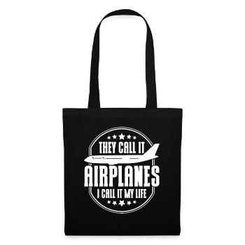 Cadeau d’atterrissage d’avion de pilote d’avion d’avion - Sac en tissu - noir - Devant