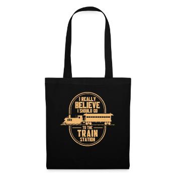 Modellbahn Zug Lokomotiven Geschenk - Stoffbeutel - Schwarz - Vorne