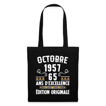 65 Ans Anniversaire Vintage Né(e) en Octobre 1957 - Sac en tissu - noir - Devant