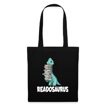 Readosaurus Dinosaurier Bücher Dino Lesen Langhals - Stoffbeutel - Schwarz - Vorne