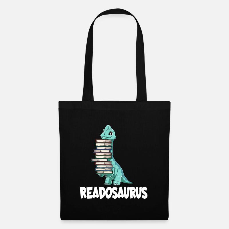 Readosaurus Dinosaurier Bücher Dino Lesen Langhals - Stoffbeutel - Schwarz