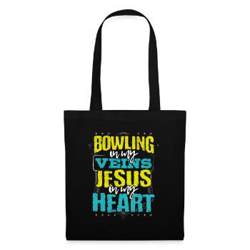 Bowler Gift Bowling est dans Mes Veines Jésus est dans Mes Veines - Sac en tissu - noir - Devant