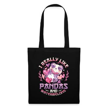 I really like pandas and watermelons - Tote Bag - black - Front