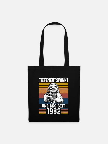 Faultier Geburtstag 1982 Geboren Jahrgang 1982 - Stoffbeutel - Schwarz