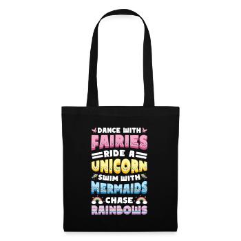 Feen Unicorns, Meerjungfrauen, Regenbogen. - Stoffbeutel - Schwarz - Vorne