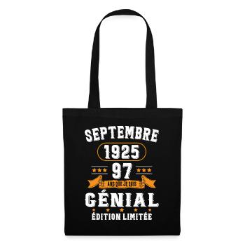97 Ans Anniversaire Vintage Né(e) Septembre 1925 - Sac en tissu - noir - Devant