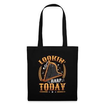 Lookin' Harp Today, joueur de harpe. - Sac en tissu - noir - Devant