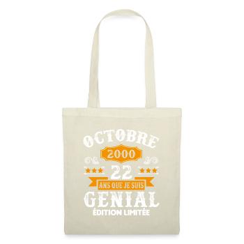 22 Ans Anniversaire Vintage Né(e) en Octobre 2000 - Sac en tissu - nature - Devant