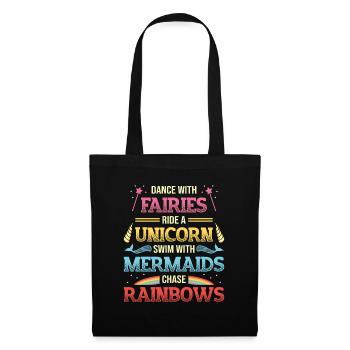 Feen Unicorns, Meerjungfrauen, Regenbogen. - Stoffbeutel - Schwarz - Vorne
