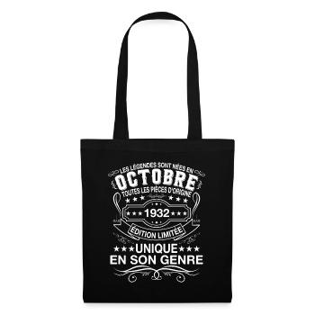 Les légendes sont nées en Octobre 1932 - Sac en tissu - noir - Devant