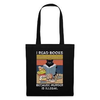 Bücherwurm, Booktrovert T-Shirt, Katzenliebhaber, - Stoffbeutel - Schwarz - Vorne
