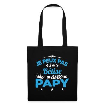 Je peux pas J'ai Bêtise Avec Papy Cadeau - Sac en tissu - noir - Devant