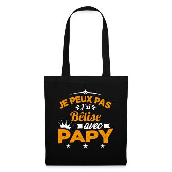 Je peux pas J'ai Bêtise Avec Papy Cadeau - Sac en tissu - noir - Devant