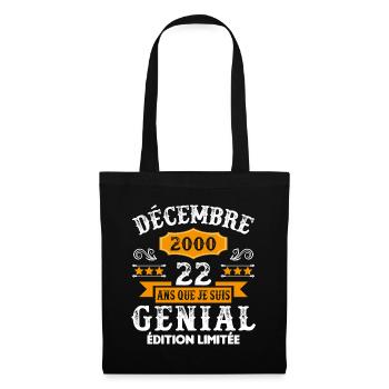 22 Ans Anniversaire Vintage Né(e) en Décembre 2000 - Sac en tissu - noir - Devant