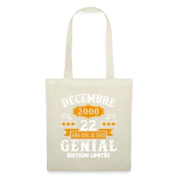 22 Ans Anniversaire Vintage Né(e) en Décembre 2000 - Sac en tissu - nature - Devant