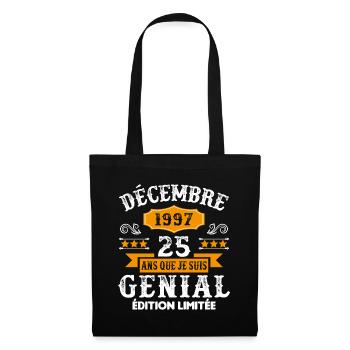 25 Ans Anniversaire Vintage Né(e) en Décembre 1997 - Sac en tissu - noir - Devant