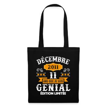 11 Ans Anniversaire Vintage Né(e) en Décembre 2011 - Sac en tissu - noir - Devant