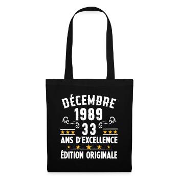 33 Ans Anniversaire Vintage Né(e) en Décembre 1989 - Sac en tissu - noir - Devant