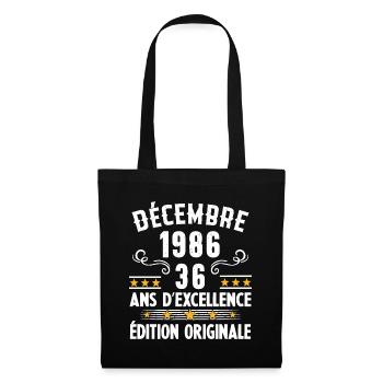 36 Ans Anniversaire Vintage Né(e) en Décembre 1986 - Sac en tissu - noir - Devant