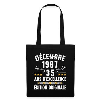 35 Ans Anniversaire Vintage Né(e) en Décembre 1987 - Sac en tissu - noir - Devant
