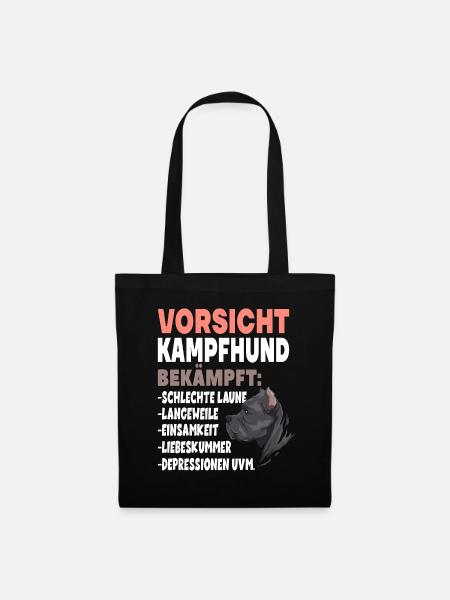 Vorsicht Kampfhund Lustiger Hundespruch - Stoffbeutel - Schwarz