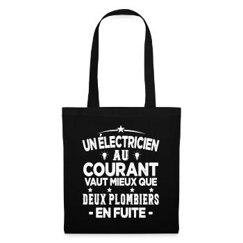 Homme Humour Papa Electricien électricien Cadeau - Sac en tissu - noir - Devant