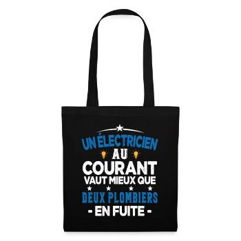 Homme Humour Papa Electricien électricien Cadeau - Sac en tissu - noir - Devant