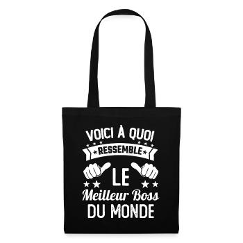 Homme Meilleur Boss Du Monde Cadeau - Sac en tissu - noir - Devant