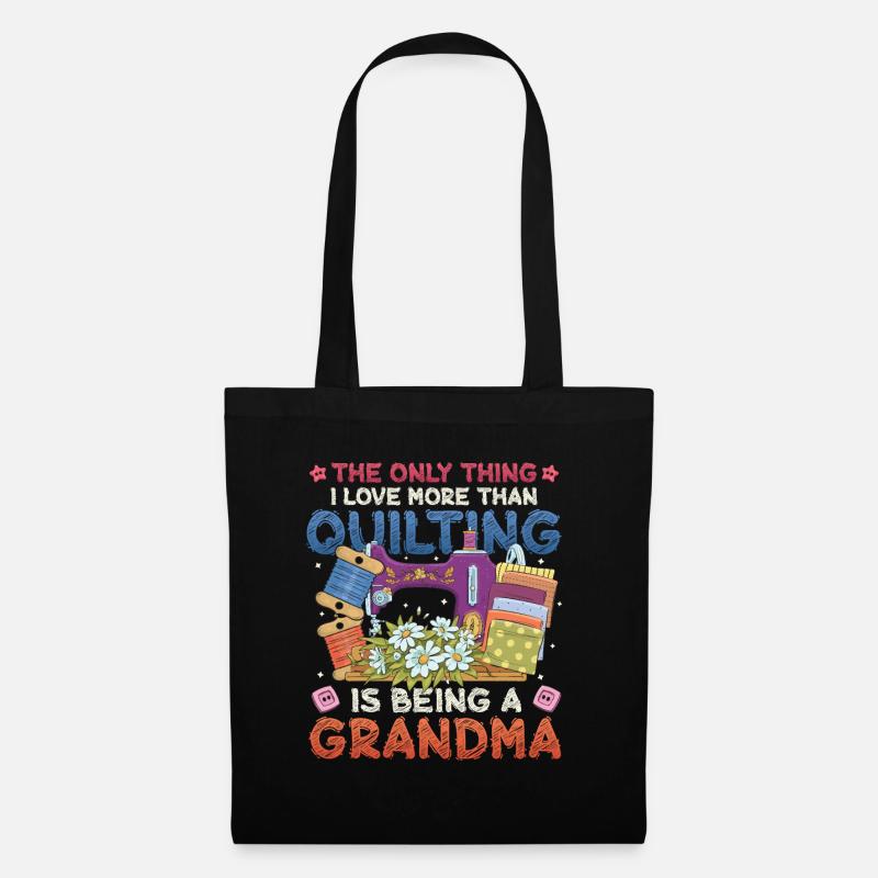 Nähen Quilter Oma Quilten - Stoffbeutel - Schwarz