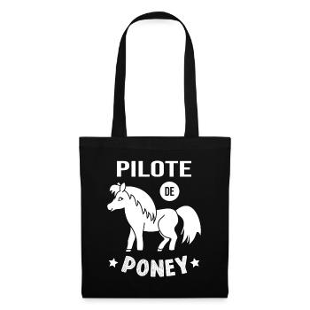 Pilote De Poney Humour Cadeau Équitation Cavalière - Sac en tissu - noir - Devant