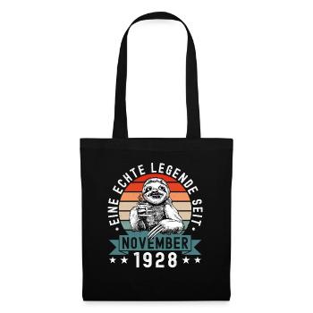 Faultier Geburtstag November 1928 Geboren Jahrgang - Stoffbeutel - Schwarz - Vorne