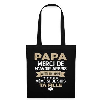 Homme Papa Fête Des Père Humour Cadeau Papa - Sac en tissu - noir - Devant
