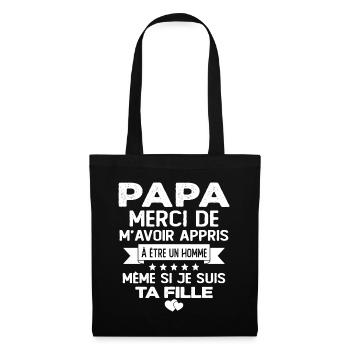 Homme Papa Fête Des Père Humour Cadeau Papa - Sac en tissu - noir - Devant