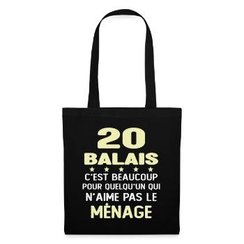 20 balais Drôle Cadeau Anniversaire 20 ans - Sac en tissu - noir - Devant