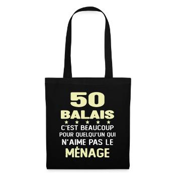 50 balais Drôle Cadeau Anniversaire 50 ans - Sac en tissu - noir - Devant