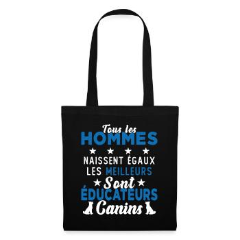Homme Educateur Canin Chien Chiot Cadeau - Sac en tissu - noir - Devant