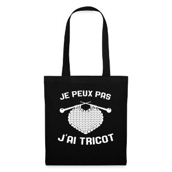 Je Peux Pas J'ai Tricot Rigolo Couture - Sac en tissu - noir - Devant